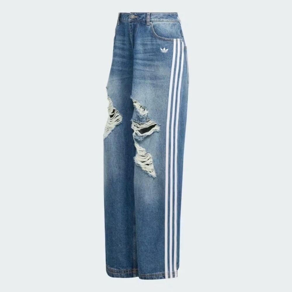 Adidas Originals Women's LOOSE DENIM DESTRESSED Pants KE3300 Sz 32/32